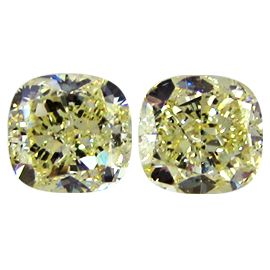 2.25 cttw Pair of Cushion Cut Diamonds : Fancy Light Yellow / SI1