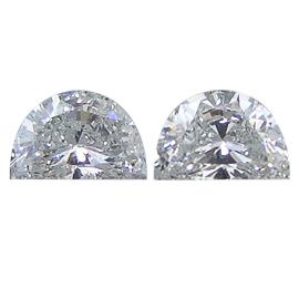 1.01 cttw Pair of Half Moon Natural Diamonds : E / SI1