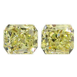 0.97 cttw Pair of Radiant Diamonds : Fancy Yellow / VS1