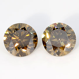 2.17 cttw Pair of Round Diamond : Fancy Deep Brown  / SI1