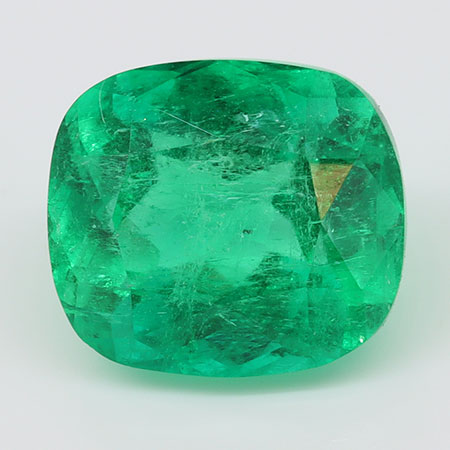 2.98 ct Cushion Cut Natural Emerald : Intense Green