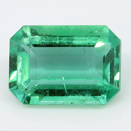 0.76 ct Emerald Cut Natural Emerald : Fine Grass Green