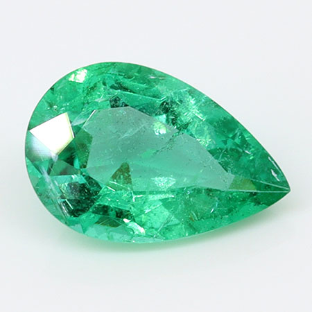 0.50 ct Pear Shape Natural Emerald : Fine Grass Green