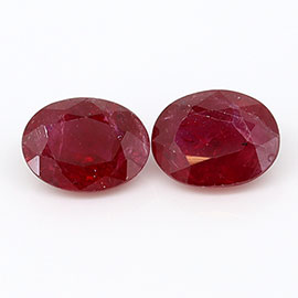 0.90 cttw Pair of Oval Natural Rubies : RED