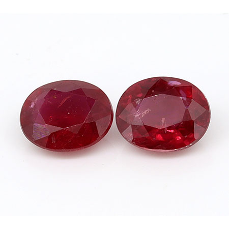 1.01 cttw Pair of Oval Natural Rubies : Rich Red