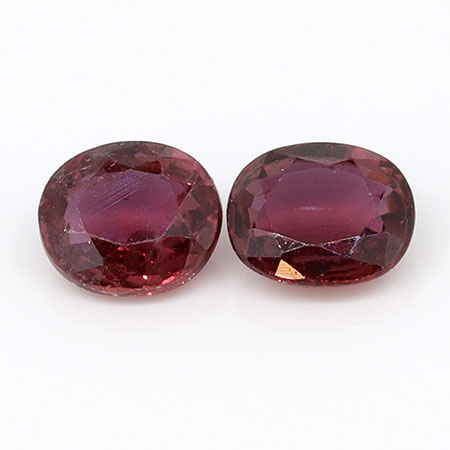 0.73 cttw Pair of Oval Natural Rubies : Violet Red