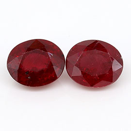 1.13 cttw Pair of Oval Natural Rubies : Pigeon Blood Red