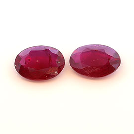 0.54 cttw Pair of Oval Natural Rubies : RED