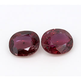 0.70 cttw Pair of Oval Natural Rubies : RED