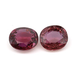 0.65 cttw Pair of Oval Natural Rubies : Pinkish Red