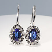 14K White Gold 3.80cttw Blue Sapphire & Diamond Earrings