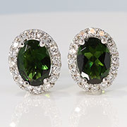 14K White Gold Anniversary 1.58cttw Tourmaline & Diamond Earrings