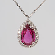 14K White Gold 1.28cttw Pink Tourmaline & Diamond Pendant