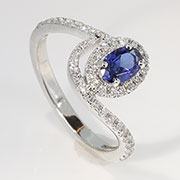 14K White Gold 0.97cttw Sapphire & Diamond Ring