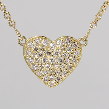 14K Yellow Gold Heart Pendant : 0.32 cttw Diamonds