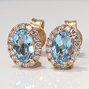 14K Rose Gold Designer 1.30cttw Topaz & Diamond Earrings