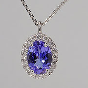 14K White Gold 1.00cttw Tanzanite & Diamond Pendant