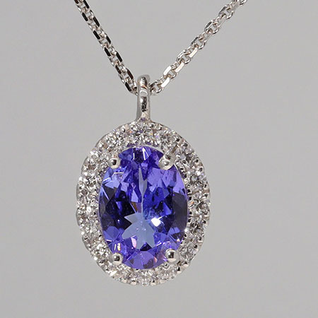 14K White Gold Drop Pendant : 1.00 cttw Tanzanite & Diamonds