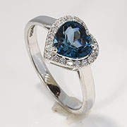 14K White Gold 1.13cttw Topaz London & Diamond Ring