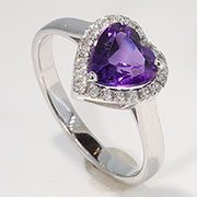 14K White Gold 1.13cttw Amethyst & Diamond Ring