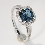 14K White Gold 2.20cttw Topaz London & Diamond Ring