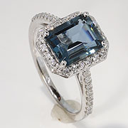 14K White Gold 3.16cttw Topaz London & Diamond Ring