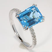 14K White Gold 3.65cttw Topaz & Diamond Ring