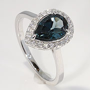 14K White Gold 1.56cttw Topaz London & Diamond Ring