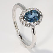 14K White Gold 1.21cttw Topaz London & Diamond Ring