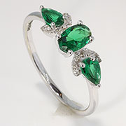 14K White Gold 1.12cttw Tsavorite & Diamond Ring