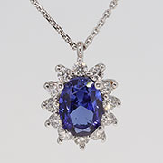 14K White Gold 1.14cttw Sapphire & Diamond Pendant