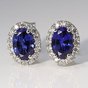 14K White Gold Designer 1.25cttw Sapphire & Diamond Earrings