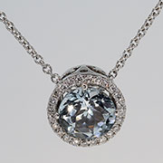 14K White Gold 1.59cttw Aquamarine & Diamond Pendant