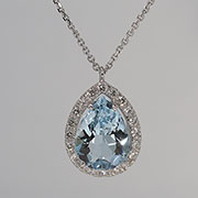 14K White Gold 1.85cttw Aquamarine & Diamond Pendant