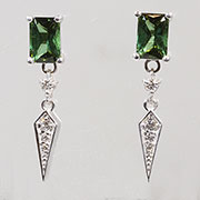 14K White Gold Designer 1.28cttw Tourmaline & Diamond Earrings