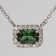 14K White Gold 0.69cttw Tourmaline & Diamond Pendant