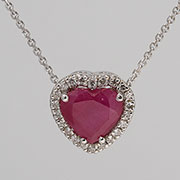 14K White Gold 1.44cttw Ruby & Diamond Pendant