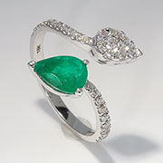 18K White Gold 1.71cttw Emerald & Diamond Ring