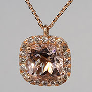 14K Rose Gold 1.42cttw Morganite & Diamond Pendant