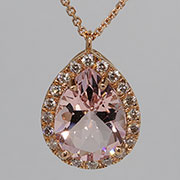 14K Rose Gold 1.88cttw Morganite & Diamond Pendant