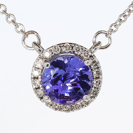 14K White Gold Drop Pendant : 1.10 cttw Tanzanite & Diamonds