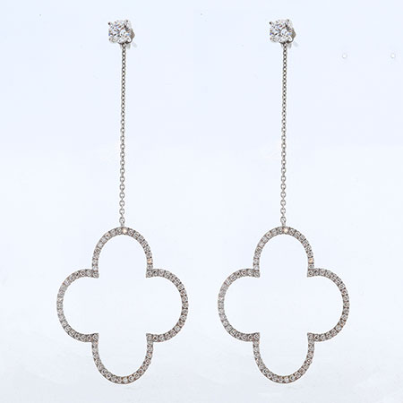 14K White Gold Drop Earrings : 2.20 cttw Diamonds