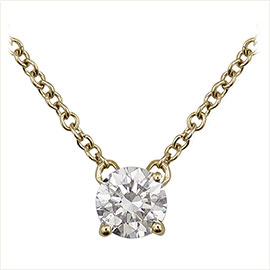 14K Yellow Gold Solitaire Pendant : 0.40 cttw Diamond