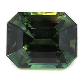 2.22 ct Emerald Cut Natural Green Sapphire : Bluish Green