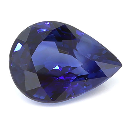 1.53 ct Pear Shape Natural Blue Sapphire : Rich Royal Blue