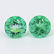 0.68 cttw Grass Green Pair of Round Natural Emeralds