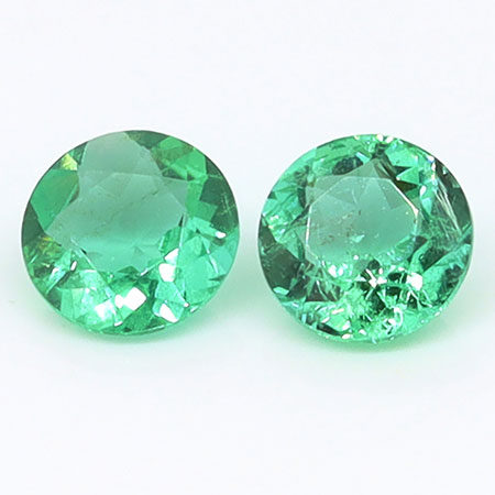 0.50 cttw Pair of Round Natural Emeralds : Grass Green