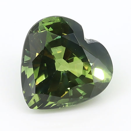 1.68 ct Heart Shape Natural Green Sapphire : Fine Olive Green