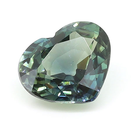 1.30 ct Heart Shape Natural Green Sapphire : Bluish Green - Teal