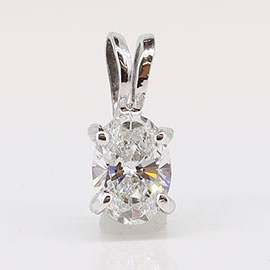 14K White Gold Solitaire Pendant : 0.35 cttw Diamond